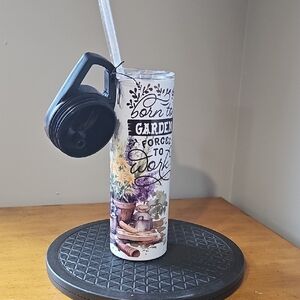 Floral Garden Tumbler with Straw